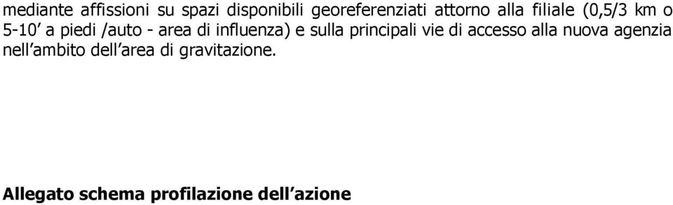 e sulla principali vie di accesso alla nuova agenzia nell ambito