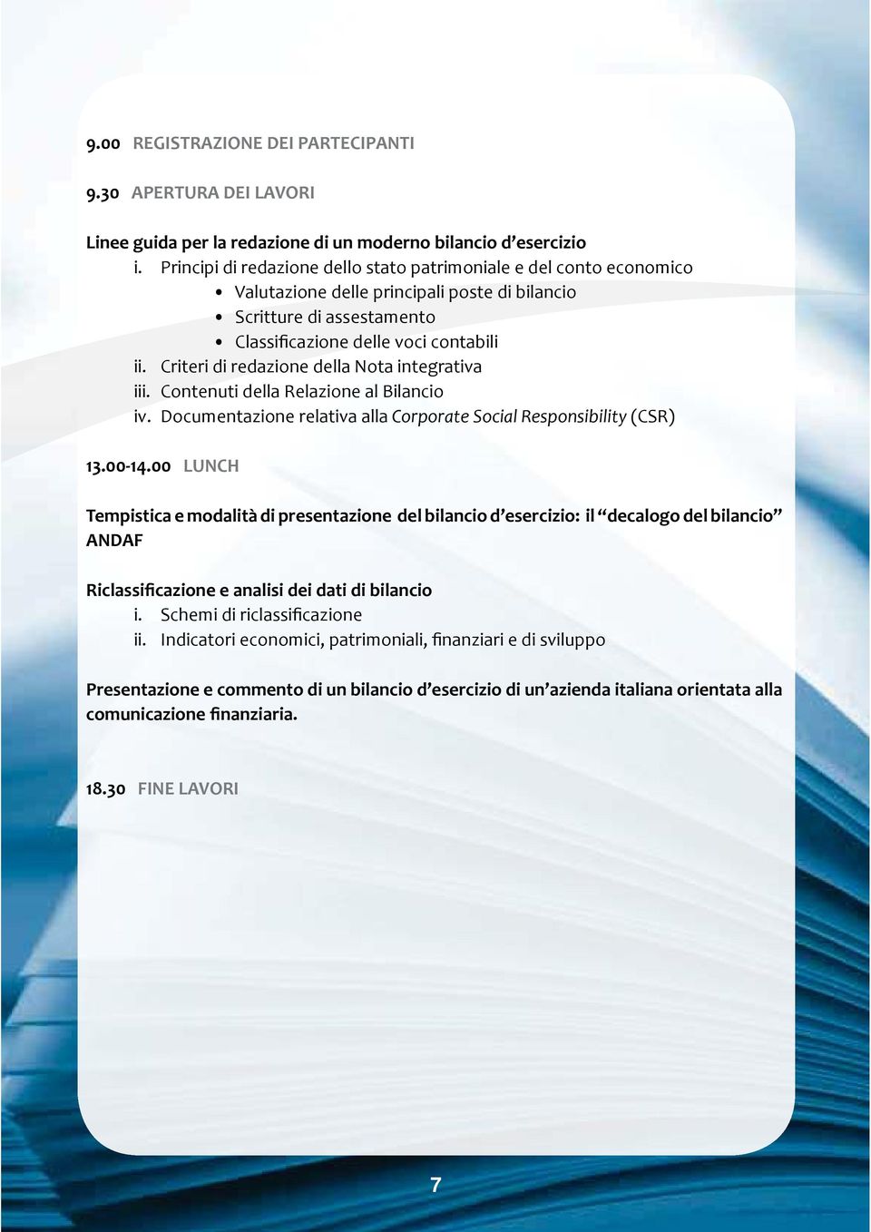 assestamento Corporate Social Responsibility 13.00-14.