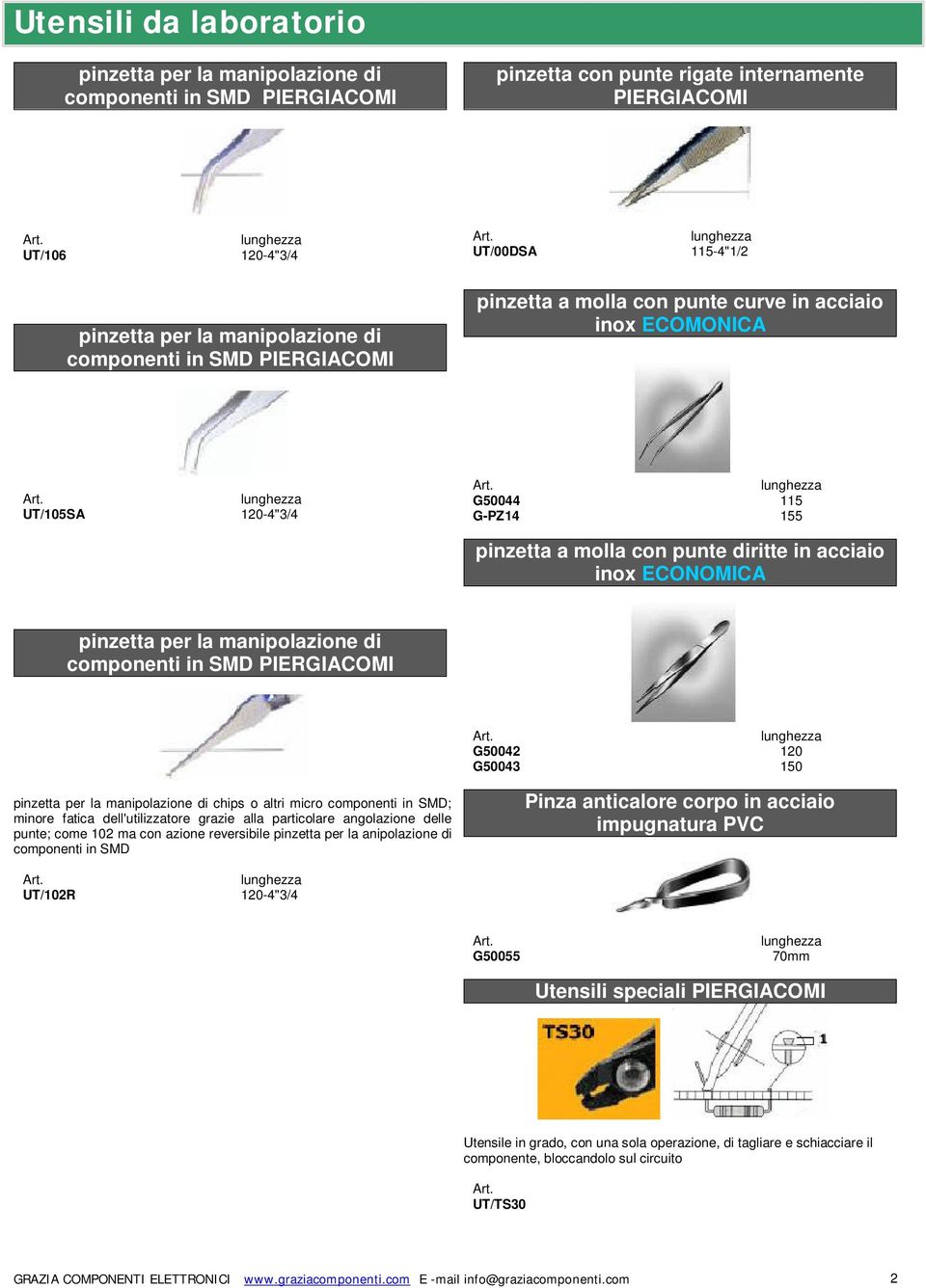 manipolazione di componenti in SMD PIERGIACOMI G50042 120 G50043 150 pinzetta per la manipolazione di chips o altri micro componenti in SMD; minore fatica dell'utilizzatore grazie alla particolare