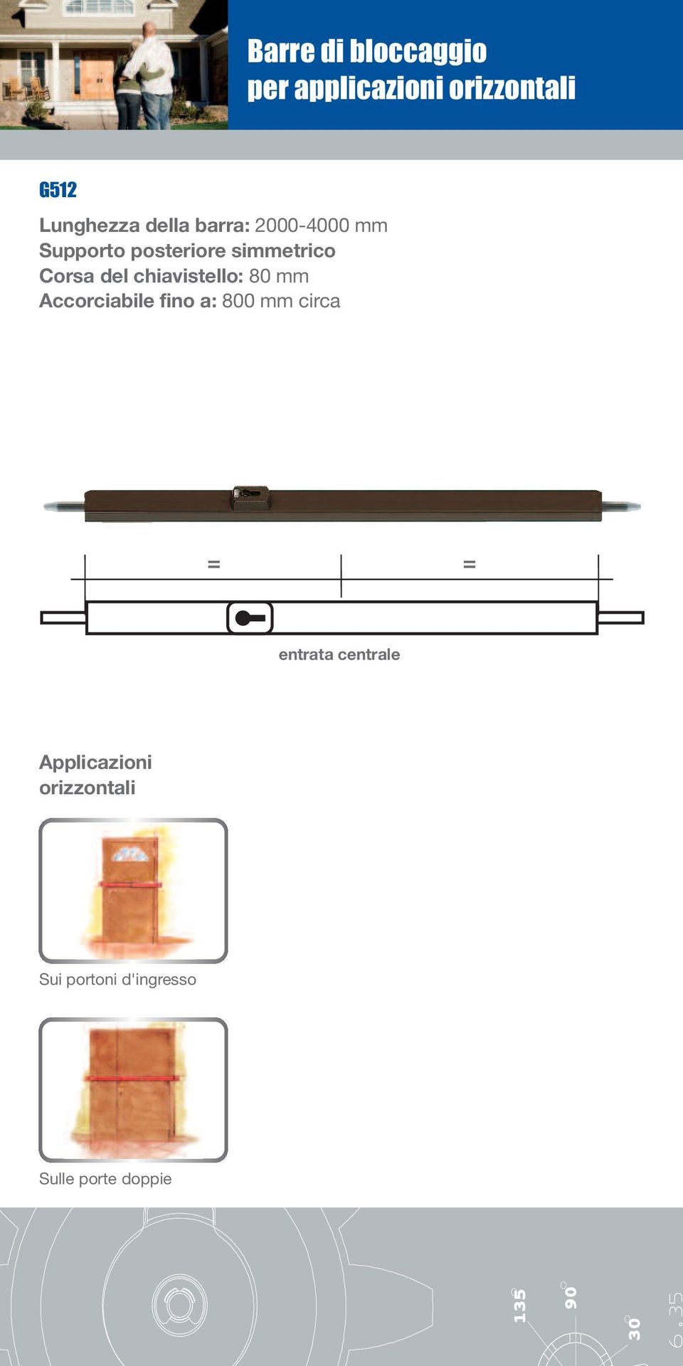 chiavistello: 80 mm Accorciabile fino a: 800 mm circa = = entrata