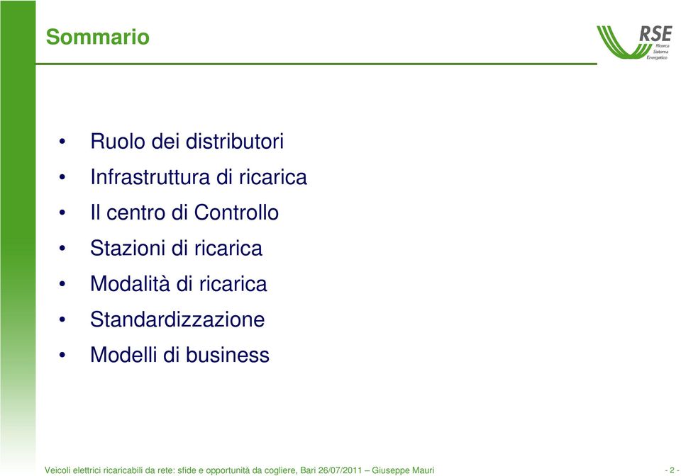 Standardizzazione Modelli di business Veicoli elettrici