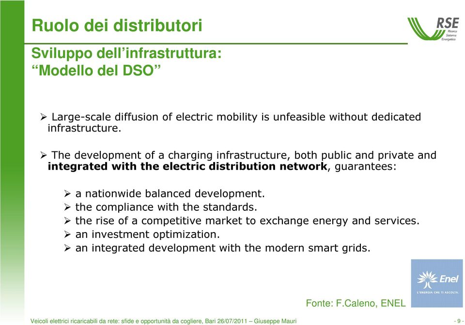 Caleno, ENEL Veicoli elettrici ricaricabili da rete: