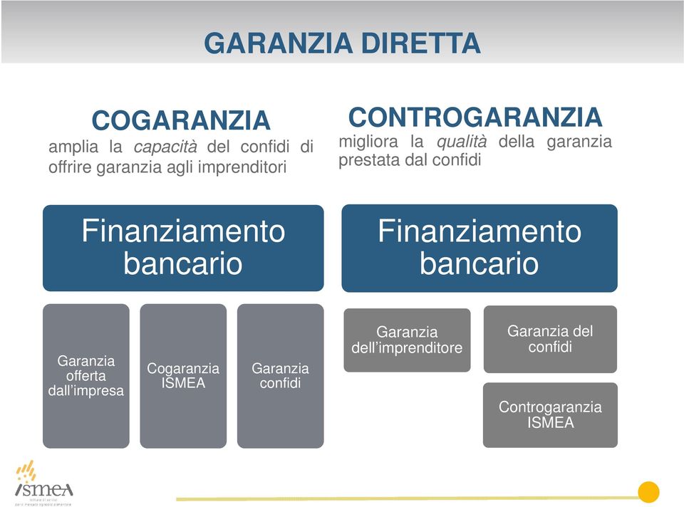 Finanziamento bancario Finanziamento bancario Garanzia offerta dall impresa Cogaranzia