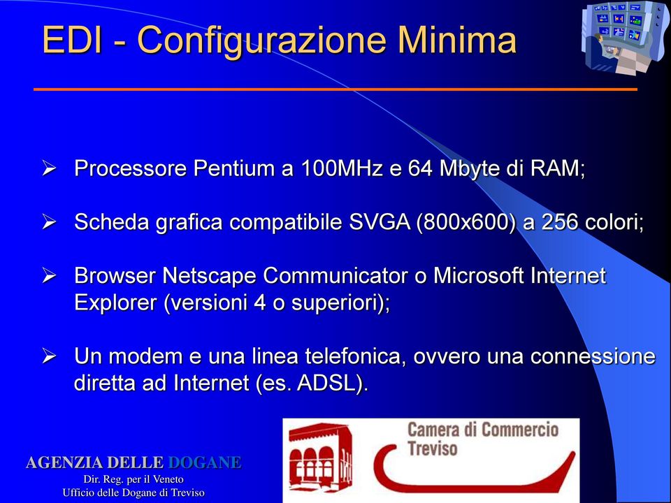 Explorer (versioni 4 o superiori); Un modem e una linea telefonica, ovvero una connessione