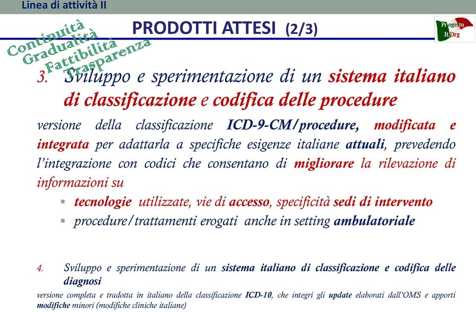 specifiche esigenze italiane attuali, prevedendo l integrazione con codici che consentano di migliorare la rilevazione di informazioni su tecnologie utilizzate, vie di accesso, specificità