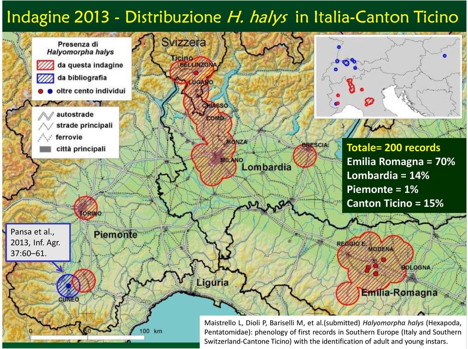 Ticino = 15% Pansaetal., 2013, Inf. Agr. 37:60 61. Maistrello L, Dioli P, Bariselli M, et al.