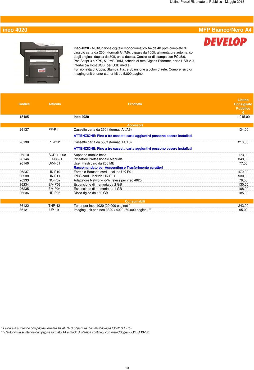 Funzionalità di Copia, Stampa, Fax e Scansione a colori di rete. Comprensivo di imaging unit e toner starter kit da 5.000 pagine.