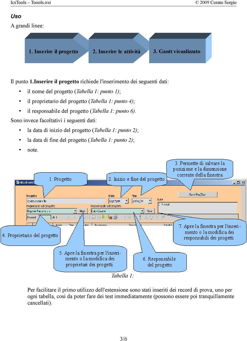 responsabile del progetto (Tabella 1: punto 6).