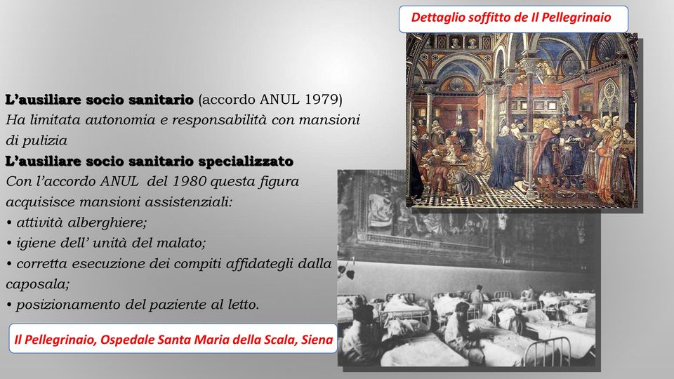 figura acquisisce mansioni assistenziali: attività alberghiere; igiene dell unità del malato; corretta esecuzione dei