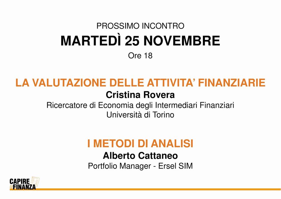 Economia degli Intermediari Finanziari Università di Torino