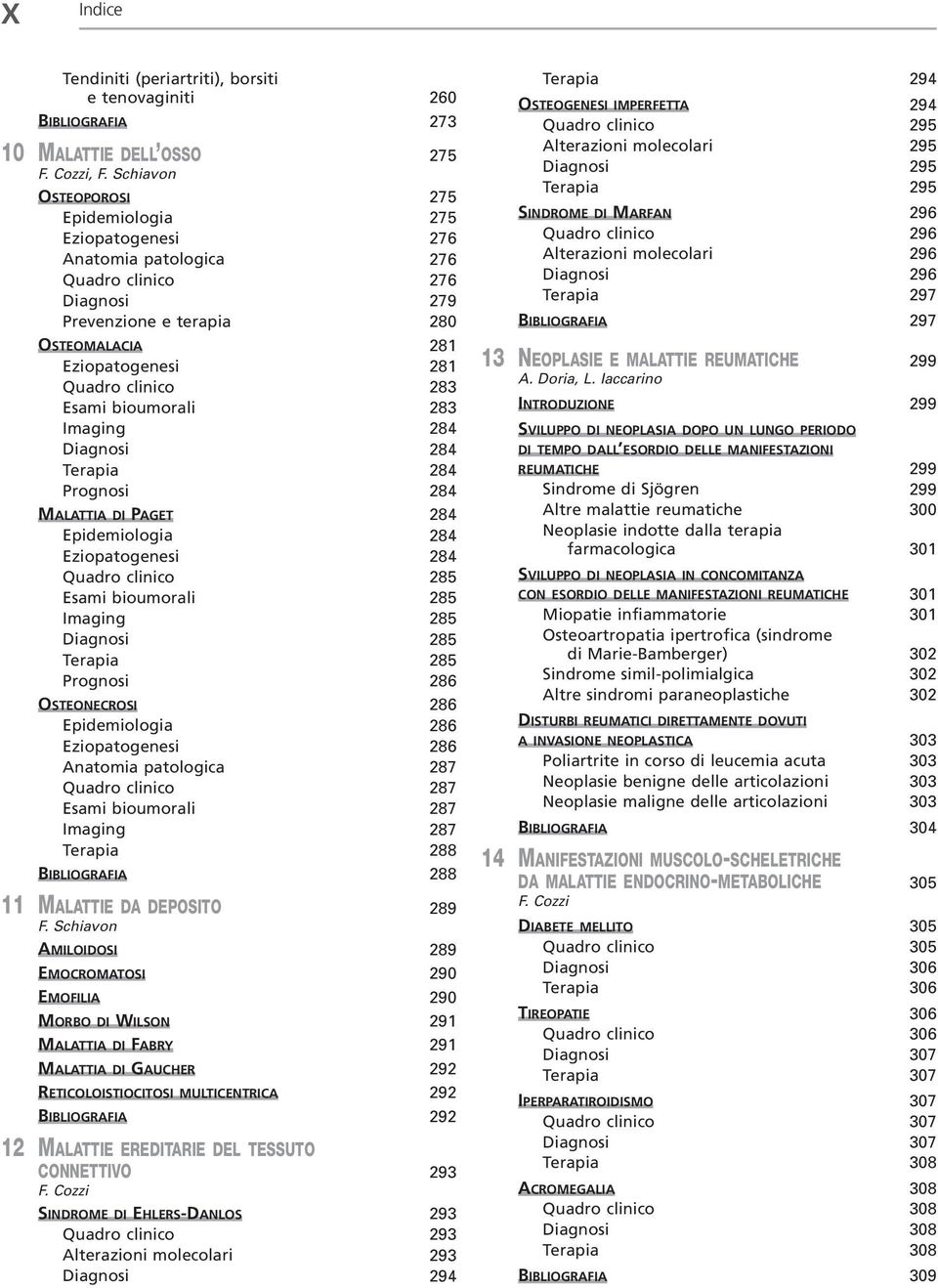 Epidemiologia 284 Eziopatogenesi 284 Quadro clinico 285 Esami bioumorali 285 Imaging 285 Diagnosi 285 Terapia 285 Prognosi 286 OSTEONECROSI 286 Epidemiologia 286 Eziopatogenesi 286 Anatomia