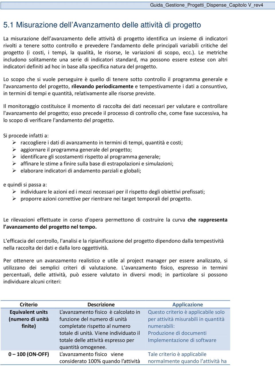 Le metriche includono solitamente una serie di indicatori standard, ma possono essere estese con altri indicatori definiti ad hoc in base alla specifica natura del progetto.