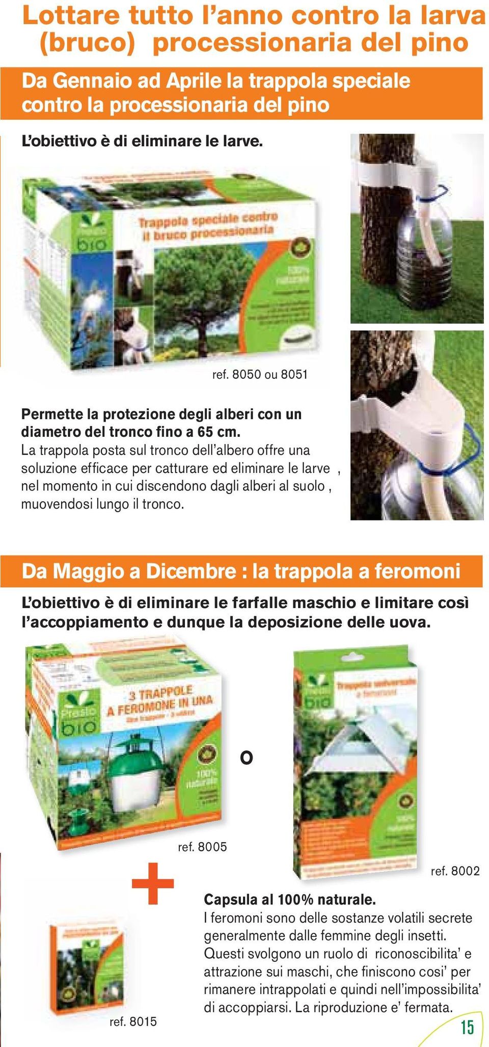 La trappola posta sul tronco dell albero offre una soluzione efficace per catturare ed eliminare le larve, nel momento in cui discendono dagli alberi al suolo, muovendosi lungo il tronco.