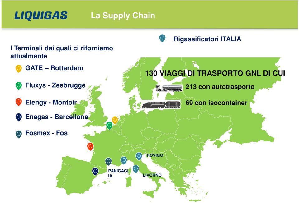 130 VIAGGI DI TRASPORTO GNL DI CUI 213 con autotrasporto 69 con