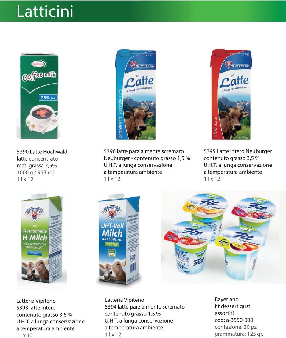 a lunga conservazione a temperatura ambiente 1 l x 12 Latteria Vipiteno 5393 latte intero contenuto grasso 3,6 % U.H.T.