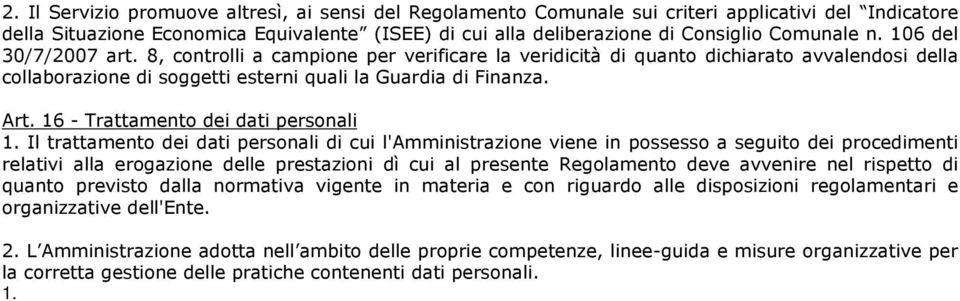 16 - Trattamento dei dati personali 1.