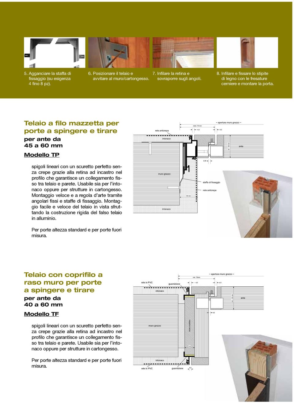 Montaggio facile e veloce del telaio in vista sfruttando la costruzione rigida del falso telaio in alluminio. muro grezzo staffa di fissaggio AGS-systems s.r.l. Drawing: profilotp Section Scale: 1:1 Date 10.