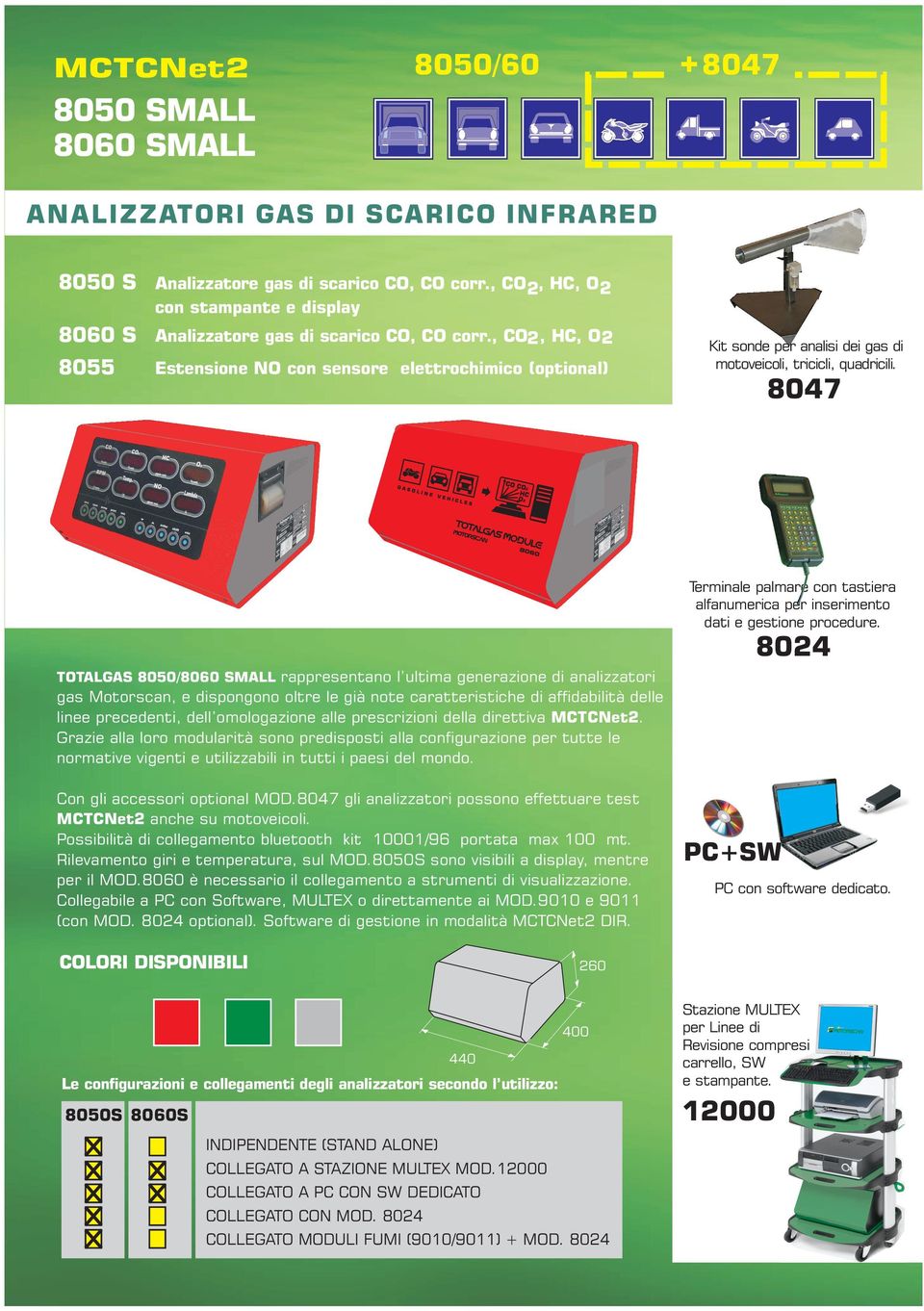 TOTALGAS 8050/8060 SMALL rappresentano l ultima generazione di analizzatori gas Motorscan, e dispongono oltre le già note caratteristiche di affidabilità delle linee precedenti, dell omologazione