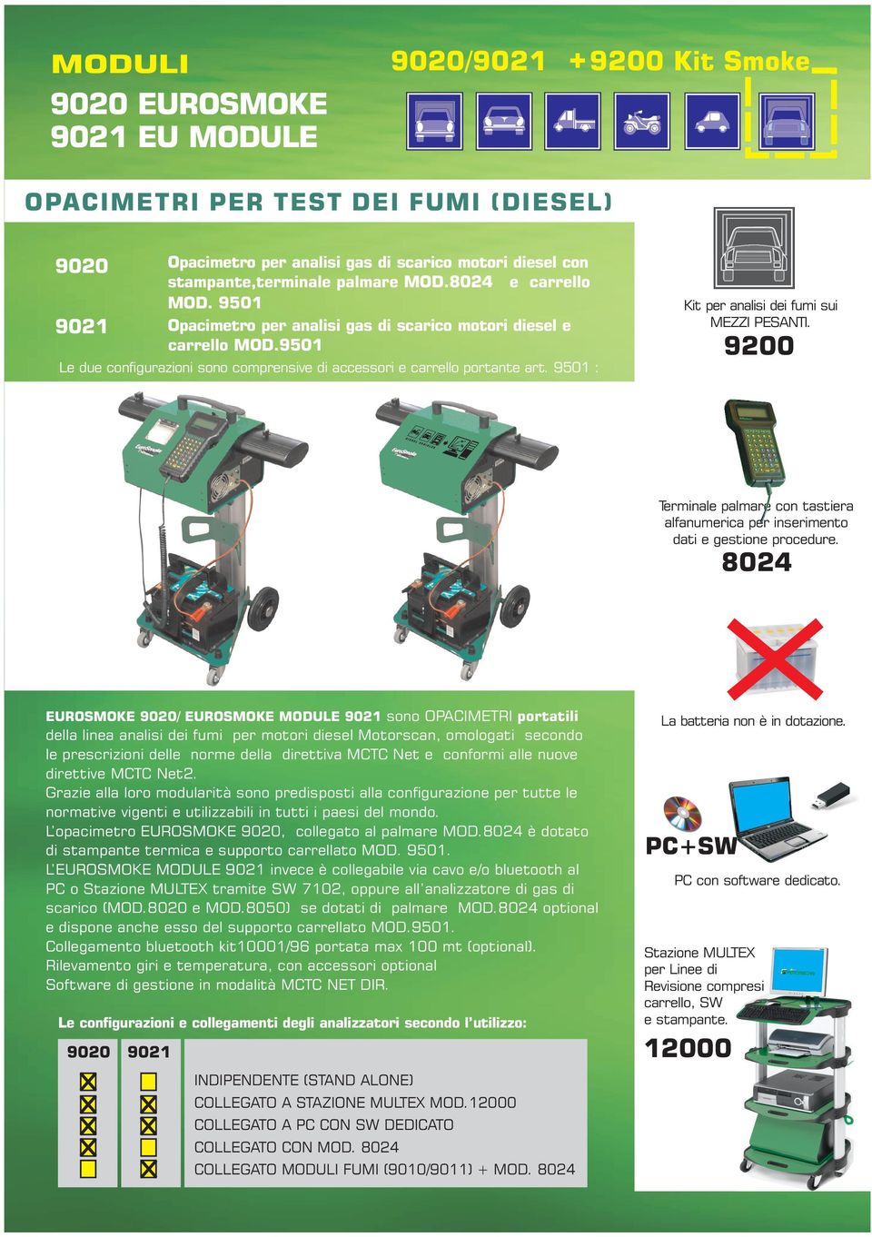 9501 Opacimetro per analisi gas di scarico motori diesel e Opacimetro per analisi gas di scarico motori diesel e carrello MOD. 9501 carrello MOD.