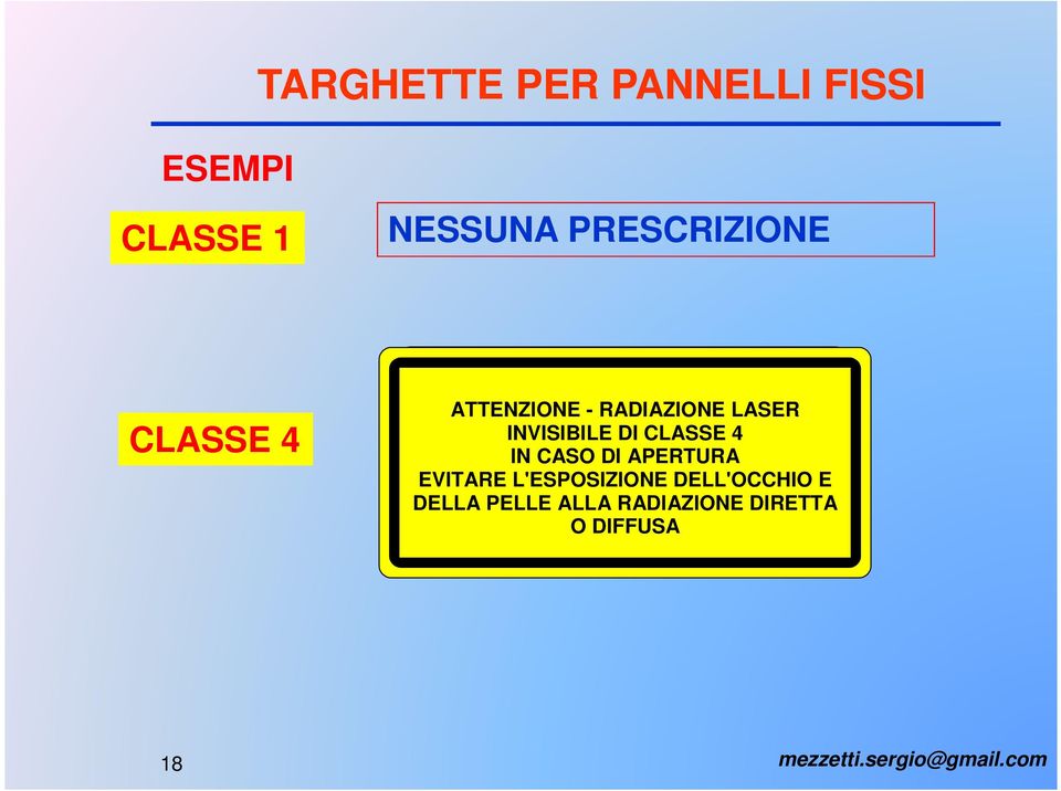 DI APERTURA EVITARE L'ESPOSIZIONE DELL'OCCHIO E DELLA PELLE NON ALLA