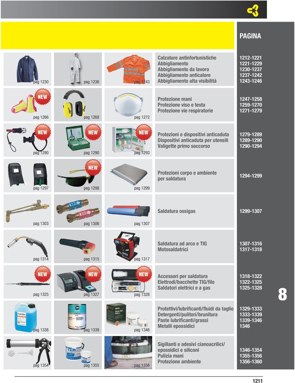 dispositivi anticaduta Dispositivi anticaduta per utensili Valigette primo soccorso 1279-1289 1289-1290 1290-1294 NEW Protezioni corpo e ambiente per saldatura 1294-1299 pag 1297 pag 1298 pag 1299