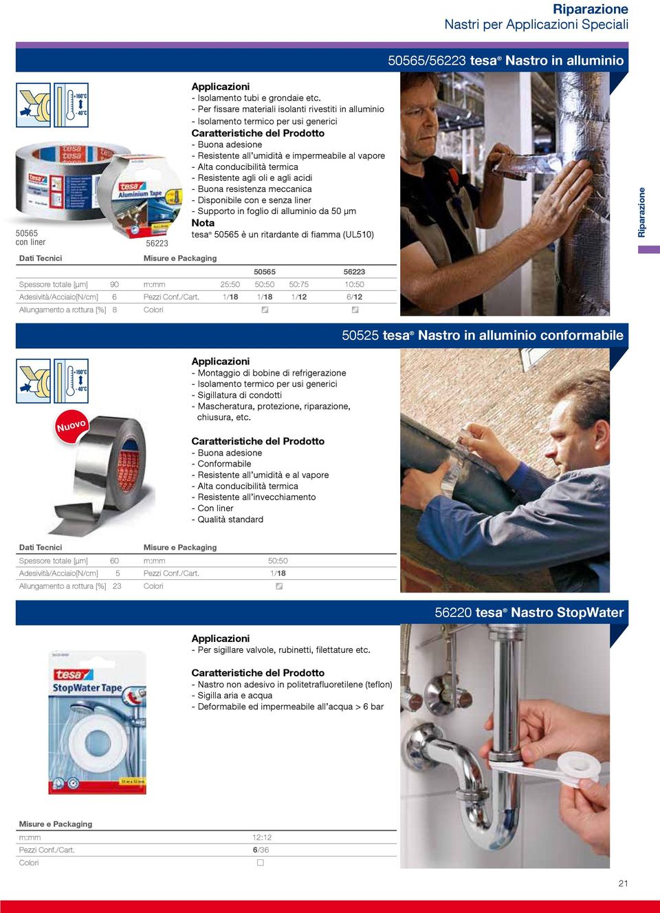 Resistente agli oli e agli acidi - Buona resistenza meccanica - Disponibile con e senza liner - Supporto in foglio di alluminio da 50 µm Nota 50565 tesa 50565 è un ritardante di fiamma (UL510) con