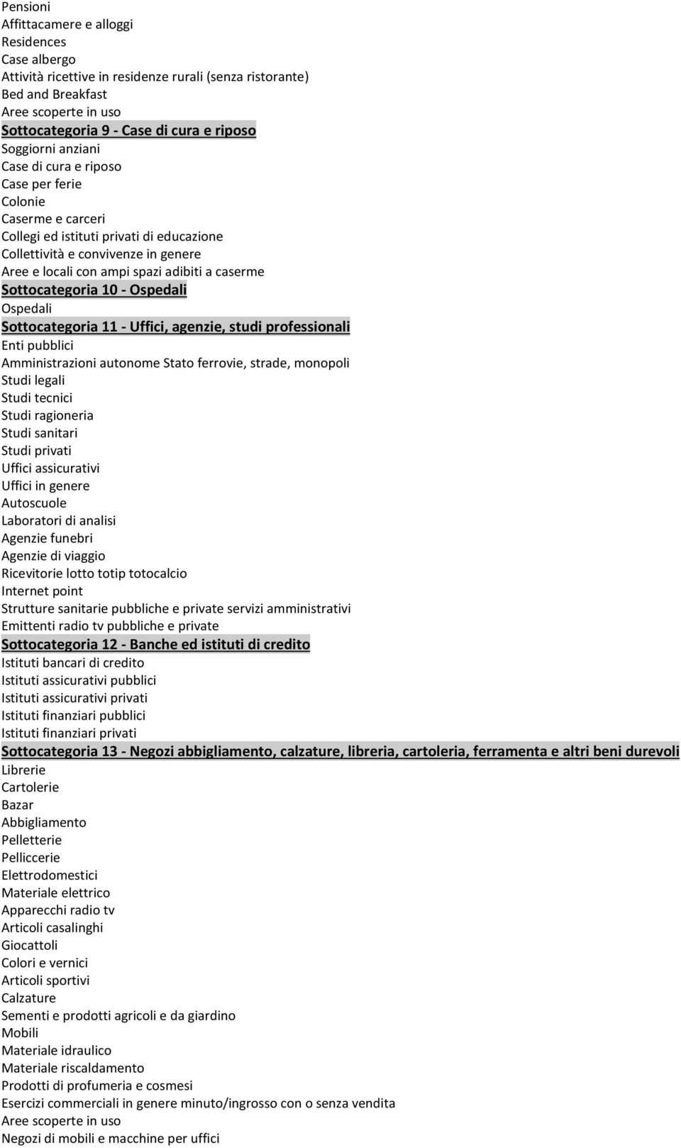 Ospedali Ospedali Sottocategoria 11 - Uffici, agenzie, studi professionali Enti pubblici Amministrazioni autonome Stato ferrovie, strade, monopoli Studi legali Studi tecnici Studi ragioneria Studi