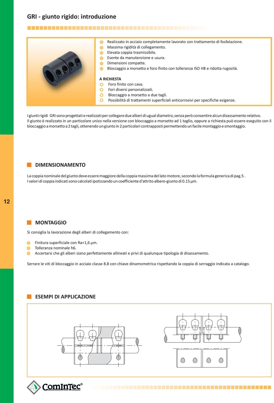 Bloccaggio a morsetto a due tagli. Possibilità di trattamenti superficiali anticorrosivi per specifiche esigenze.