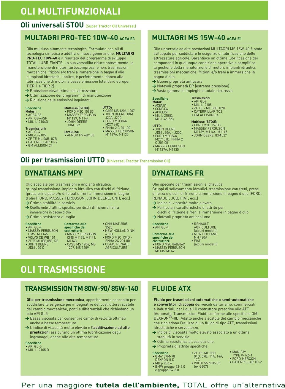 La sua versatilità riduce notevolmente la manutenzione di motori turbocompressi e non, trasmissioni meccaniche, frizioni e/o freni a immersione in bagno d olio e impianti idrostatici.