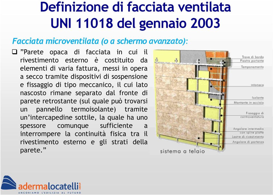 meccanico, il cui lato nascosto rimane separato dal fronte di parete retrostante (sul quale può trovarsi un pannello termoisolante) tramite un