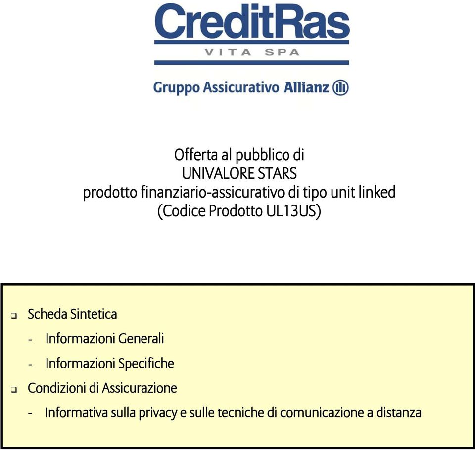 Scheda Sintetica - Informazioni Generali - Informazioni Specifiche