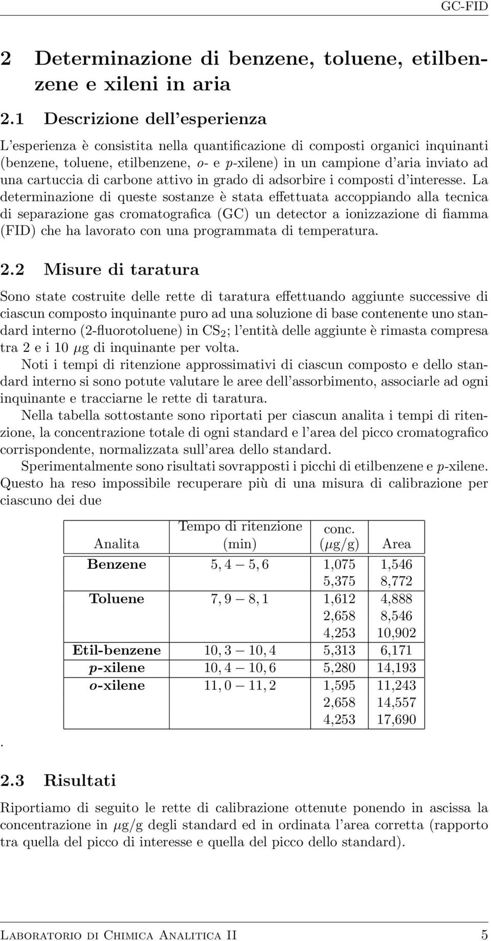 cartuccia di carbone attivo in grado di adsorbire i composti d interesse.