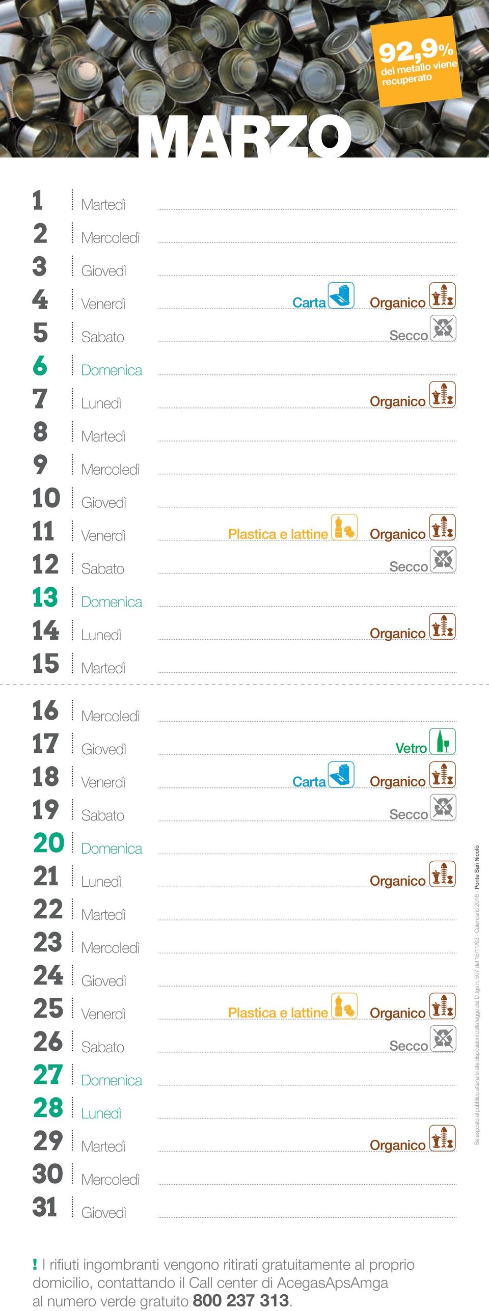 0 del // - Calendario 0 - Ponte San Nicolò!