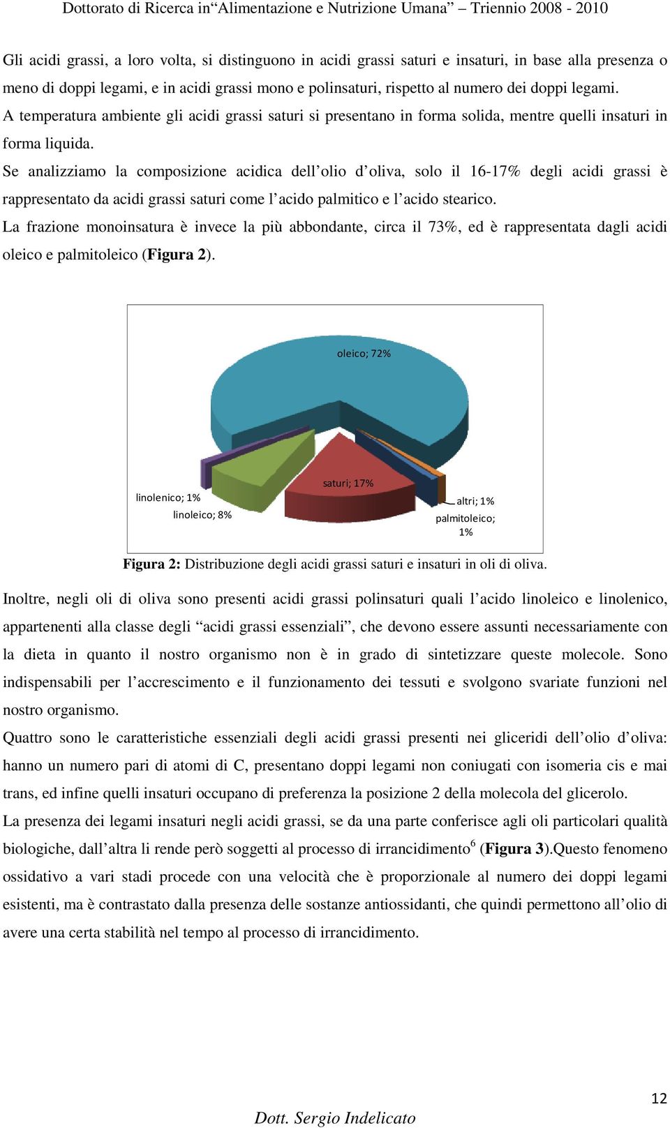 Se analizziamo la composizione acidica dell olio d oliva, solo il 16-17% degli acidi grassi è rappresentato da acidi grassi saturi come l acido palmitico e l acido stearico.