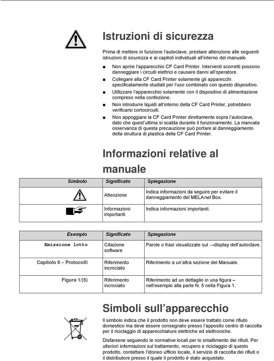 Collegare alla CF Card Printer solamente gli apparecchi specificatamente studiati per l uso combinato con questo dispositivo.