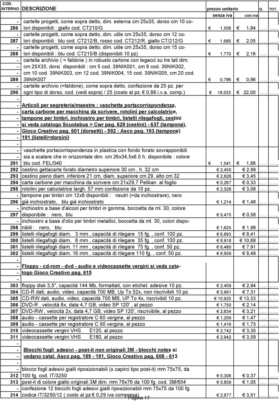 utile cm 25x35, dorso cm 15 co 288 lori disponibili : blu cod. CT215/B (disponibili 10 pz) 1,770 2,16 66 66.. cartella archivio ( = faldone ) in robusto cartone con legacci su tre lati dim.