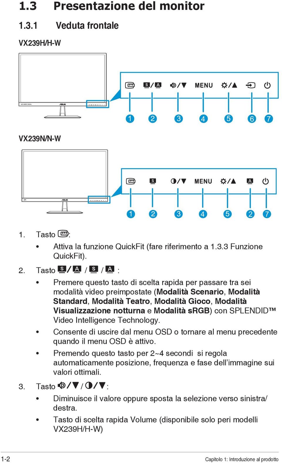 (Modalità Scenario, Modalità Standard, Modalità Teatro, Modalità Gioco, Modalità Visualizzazione notturna e Modalità srgb) con SPLENDID Video Intelligence Technology.