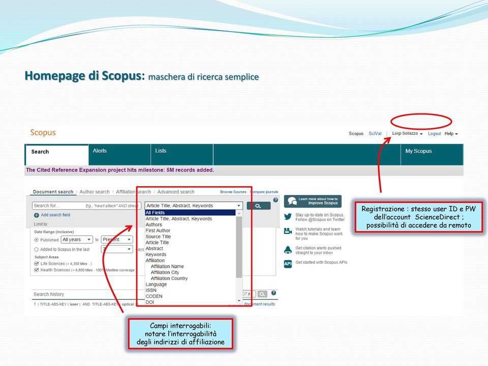 ScienceDirect ; possibilità di accedere da remoto Campi