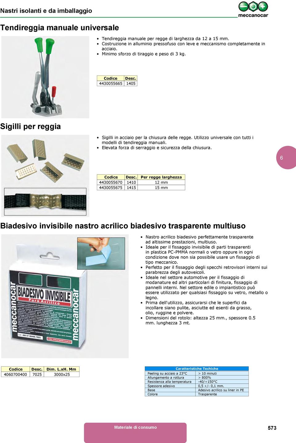 Elevata forza di serraggio e sicurezza della chiusura. Codice Desc.