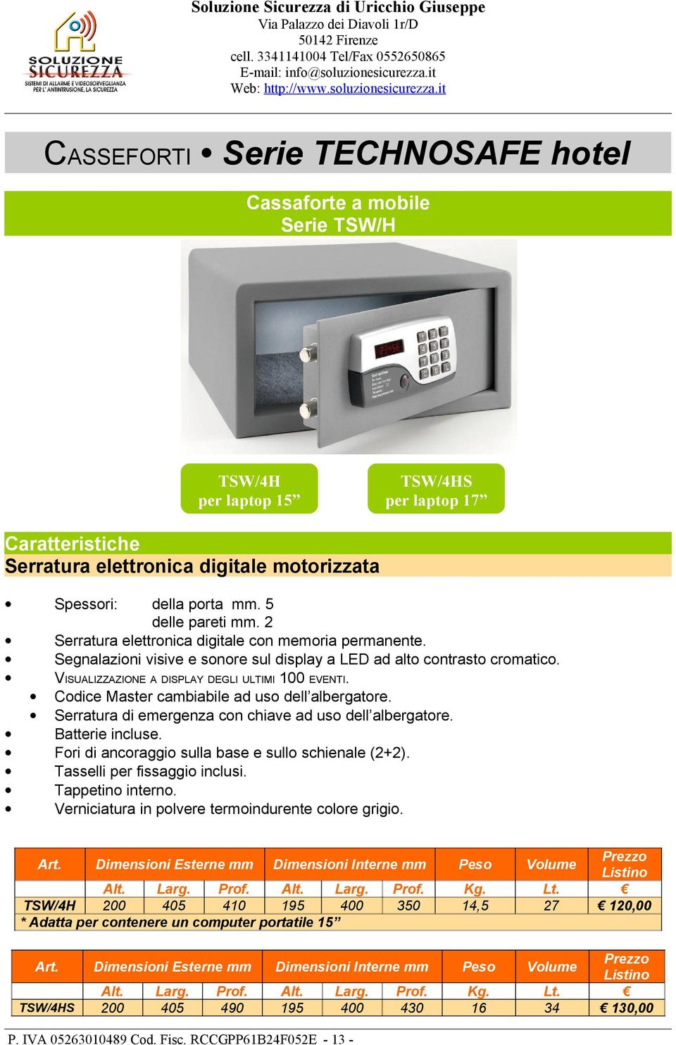 cambiabile ad uso dell albergatore Serratura di emergenza con chiave ad uso dell albergatore Batterie incluse Fori di ancoraggio sulla base e sullo schienale (+) Tasselli per fissaggio inclusi