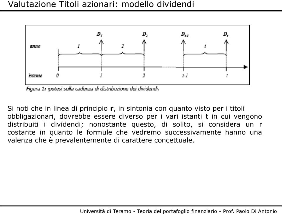 vengono distribuiti i dividendi; nonostante questo, di solito, si considera un r costante in quanto