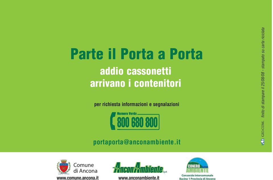 carta riciclata portaporta@anconambiente.it Comune di Ancona www.comune.