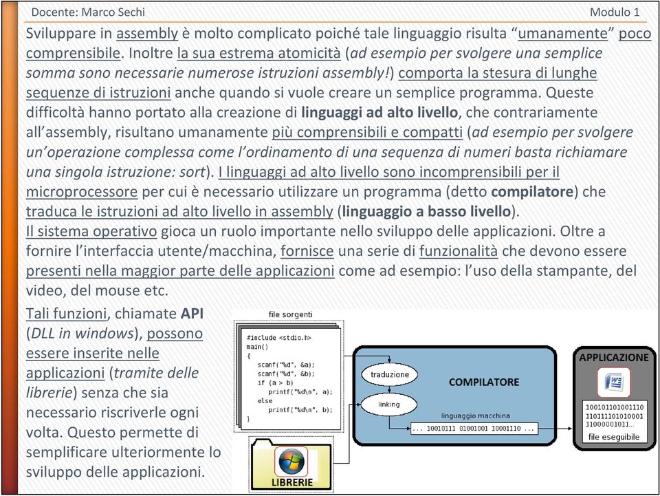 ) comporta la stesura di lunghe sequenze di istruzionianche quando si vuole creare un semplice programma.