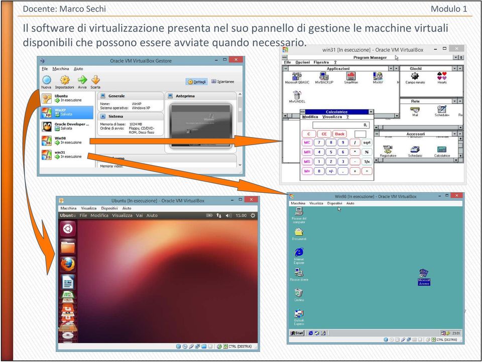 le macchine virtuali disponibili che