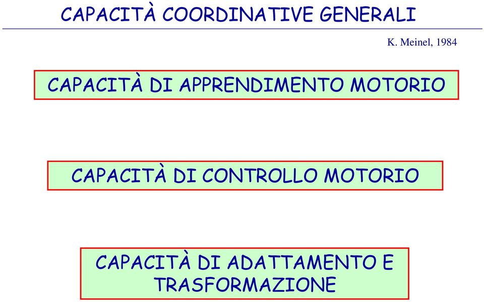 APPRENDIMENTO MOTORIO CAPACITÀ DI