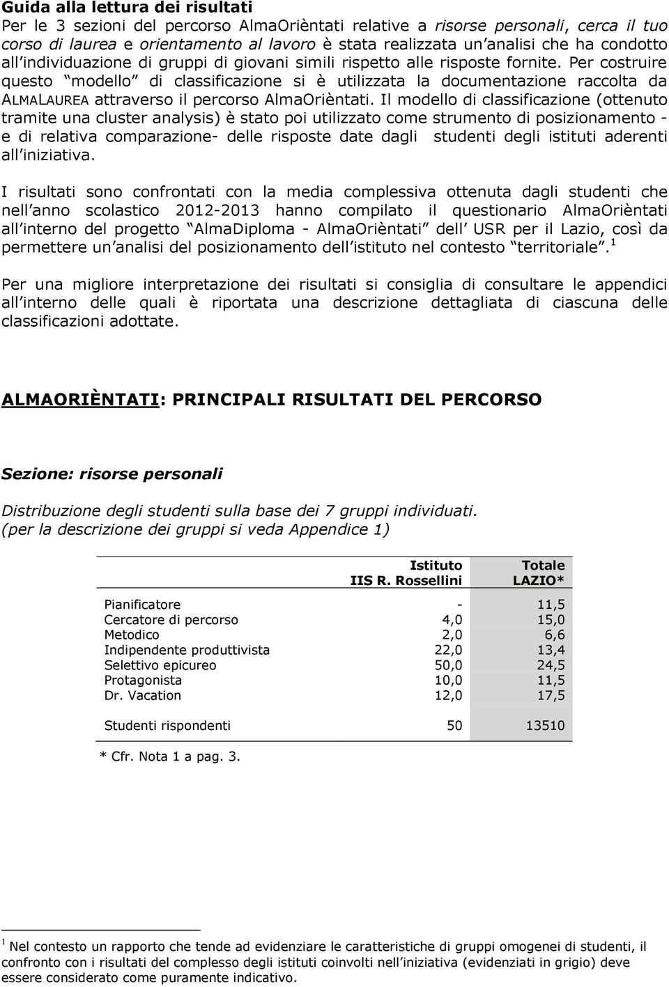 Per costruire questo modello di classificazione si è utilizzata la documentazione raccolta da ALMALAUREA attraverso il percorso AlmaOrièntati.