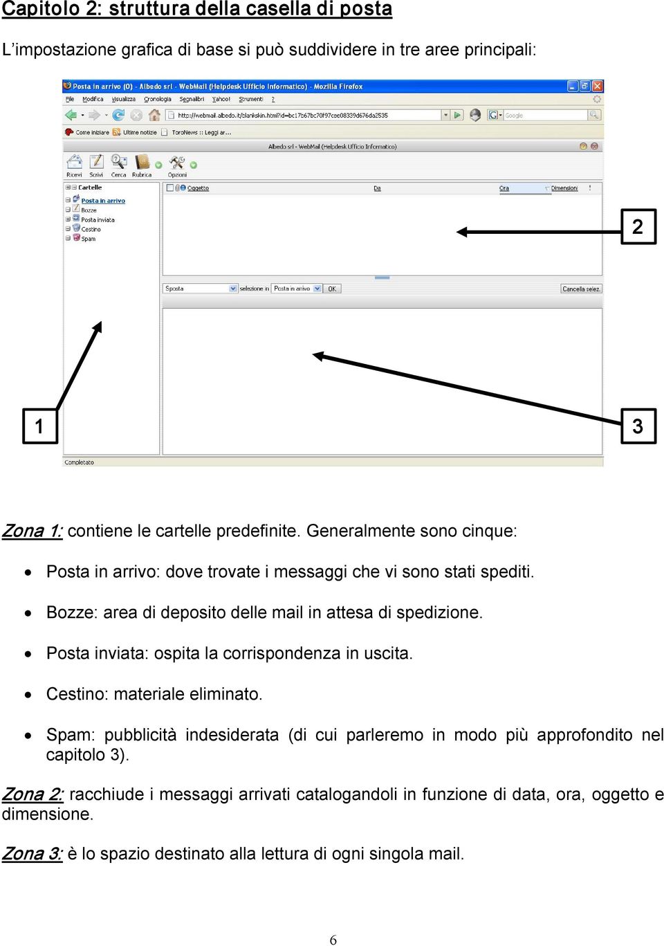 Bozze: area di deposito delle mail in attesa di spedizione. Posta inviata: ospita la corrispondenza in uscita. Cestino: materiale eliminato.