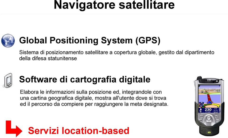 digitale Elabora le informazioni sulla posizione ed, integrandole con una cartina geografica