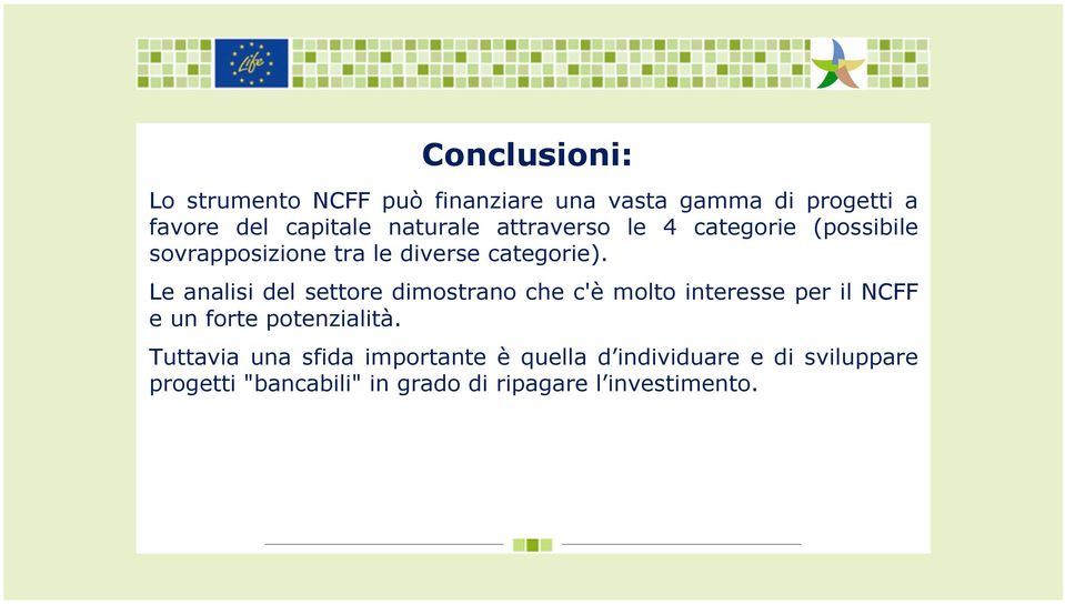 Le analisi del settore dimostrano che c'è molto interesse per il NCFF e un forte potenzialità.