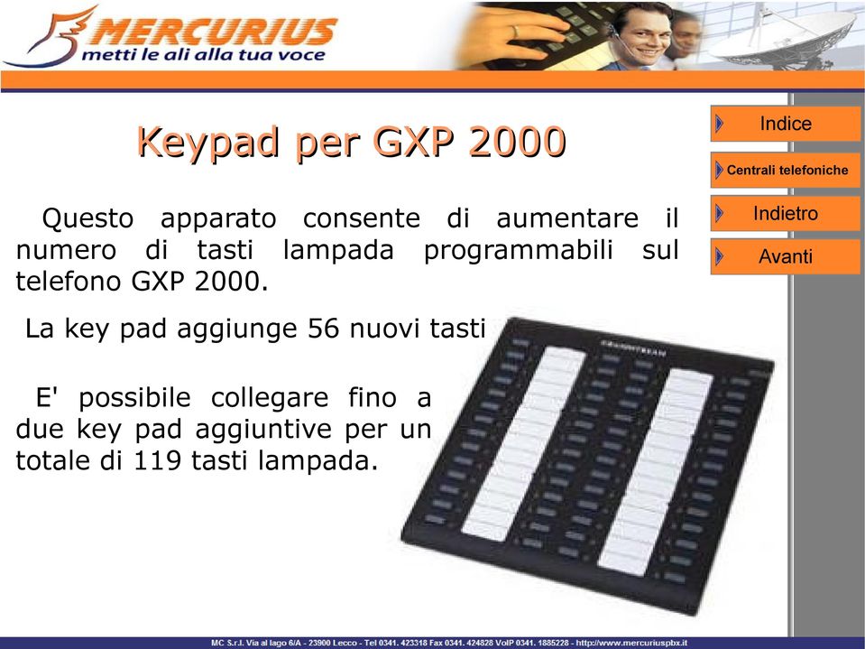 La key pad aggiunge 56 nuovi tasti E' possibile collegare